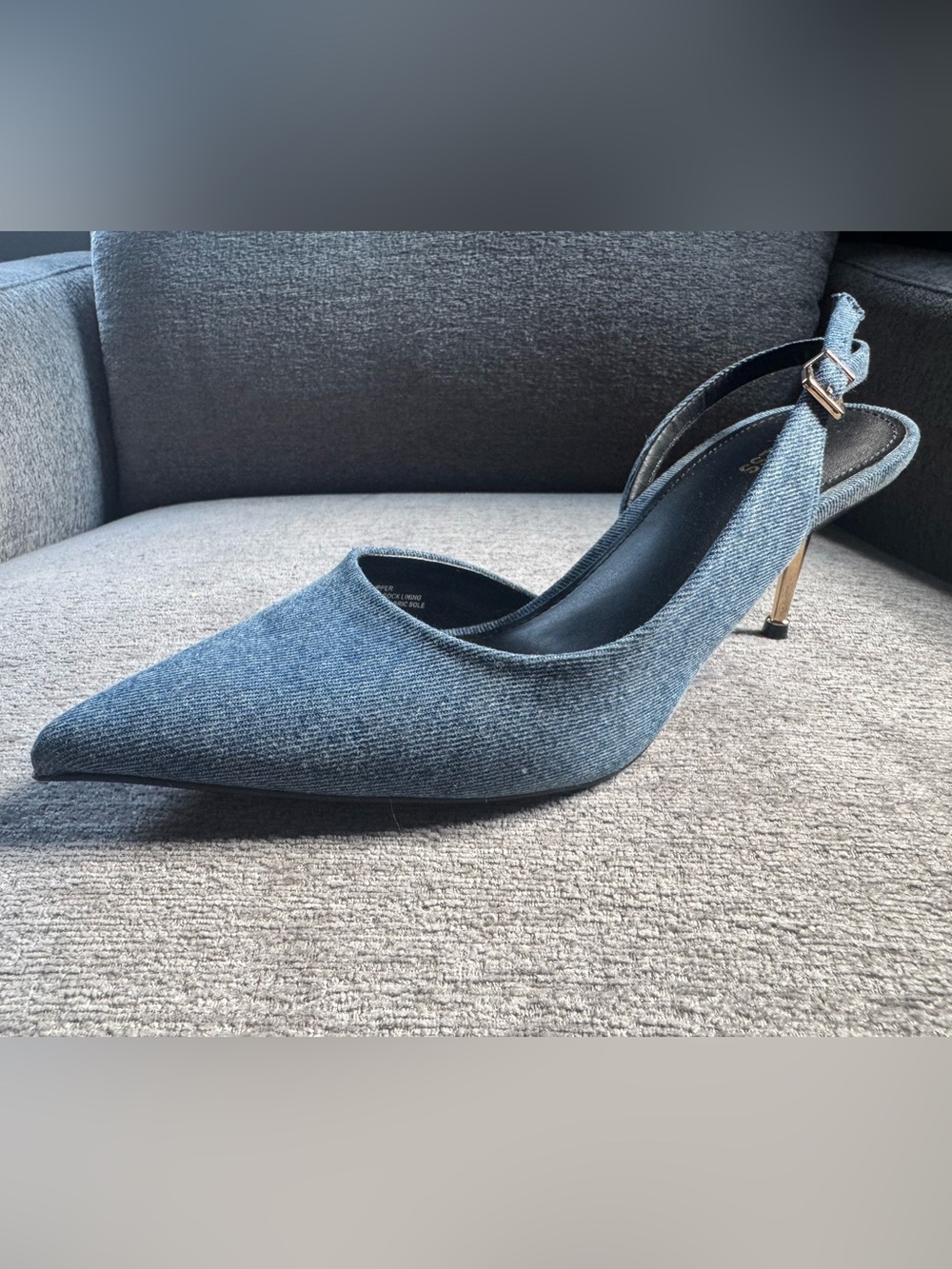 Express Denim 2” Slingback Pumps with Gold Heel - Picture 6 of 11